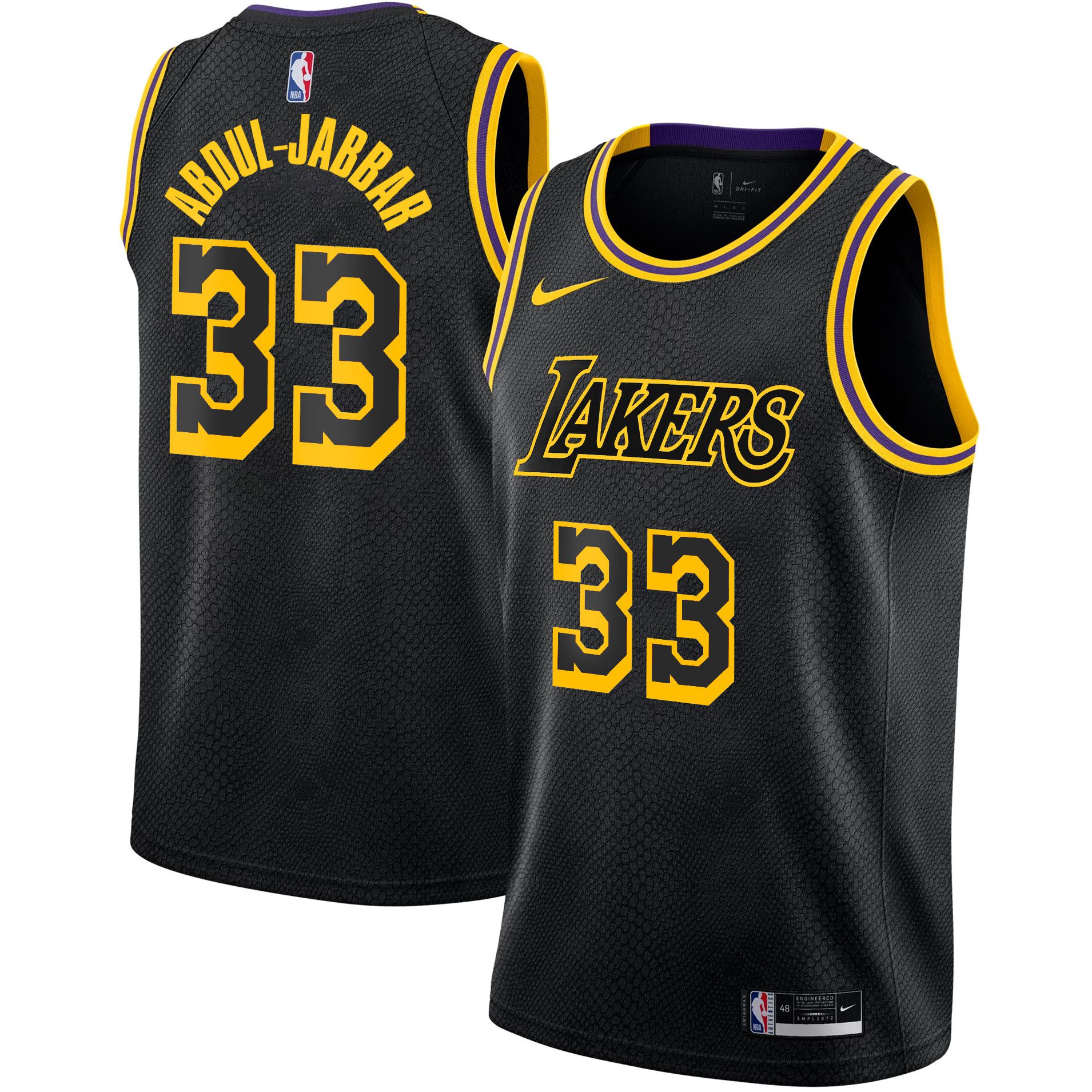 Men Los Angeles Lakers #33 Abdul-Jabbar Black 2025 Nike Swingman NBA Jersey